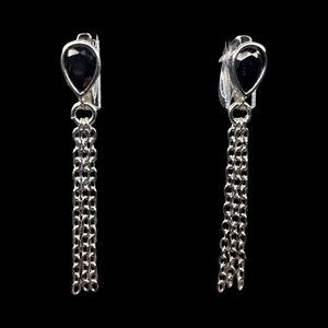 Earrings Black Obsidian Tear Drop Dangle Jewelry Fashion Accessories NEW